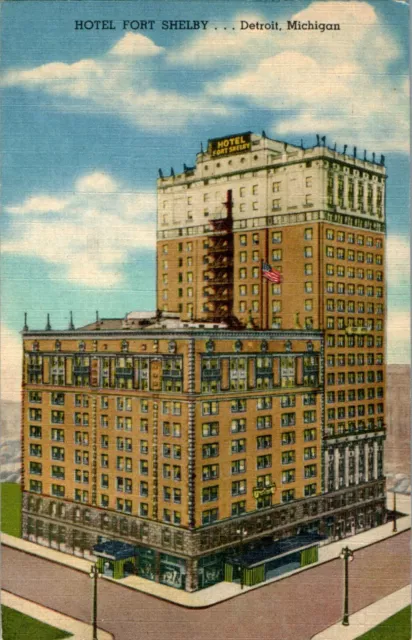 Fort Shelby Hotel, Detroit, MIchigan MI 1955 linen Postcard