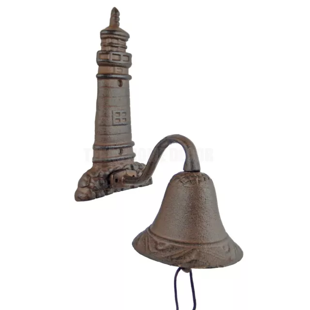 Lighthouse Dinner Bell Heavy Duty Cast Iron Antique Style Coastal Nautical Decor