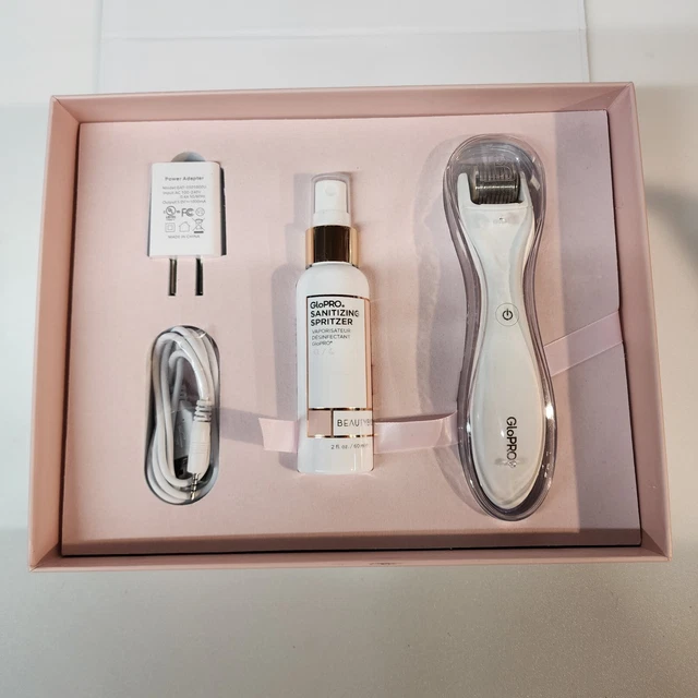 Herramienta de microagujas BeautyBio GloPRO y cabezal de fijación facial micropunta