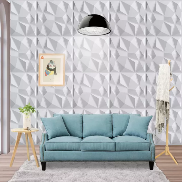 3D Decorative Wall Panels PVC Covering Ceiling Wallpaper White Cladding Tiles UK 3