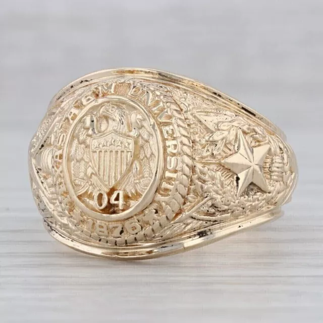 Texas A & M University Class Ring Eagle Signet Crest Band 14k Yellow Gold Plated