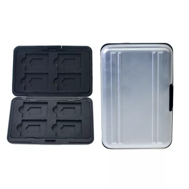 8 Slots Silver Aluminum Memory Card Storage Case Box Holders Fit Micro SD Card