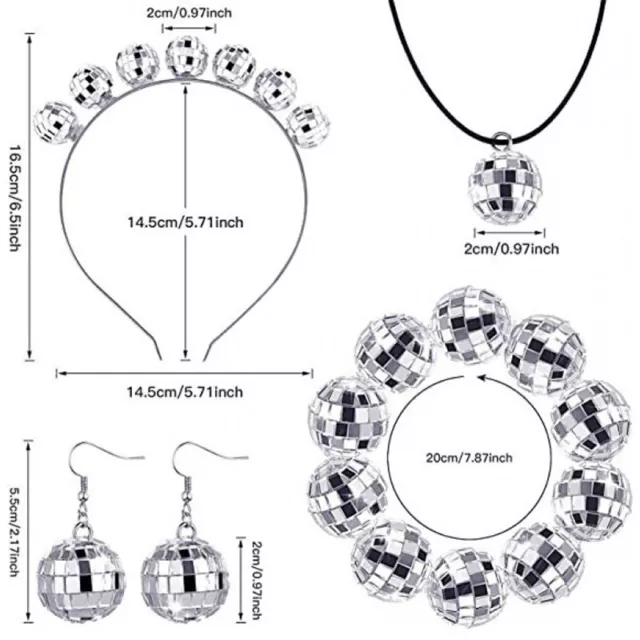MIRROR DISCO BALL Necklace Bracelet Earring Decorative Jewelry for ...