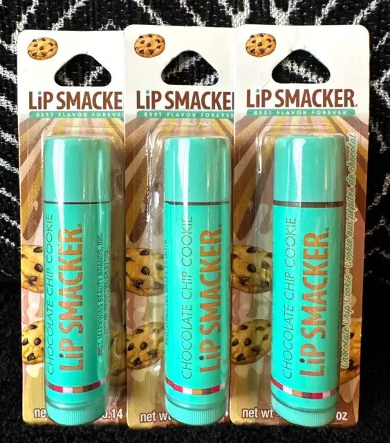 3 Lip Smacker Chocolate Chip Cookie Flavored Lip Balm Moisturizing Chapstick Lot