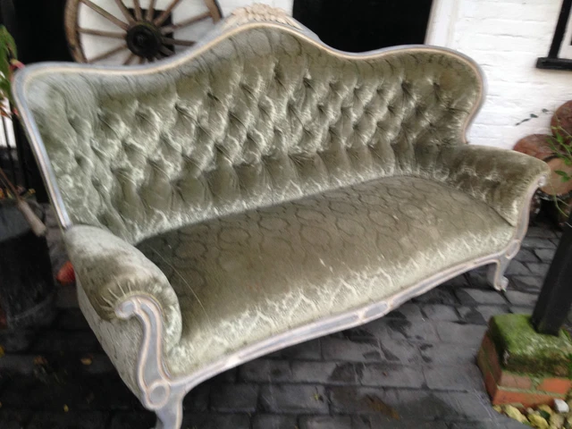 GORGEOUS 19th Century Swedish Gustavian Upholstered Sofa With Serpentine Front