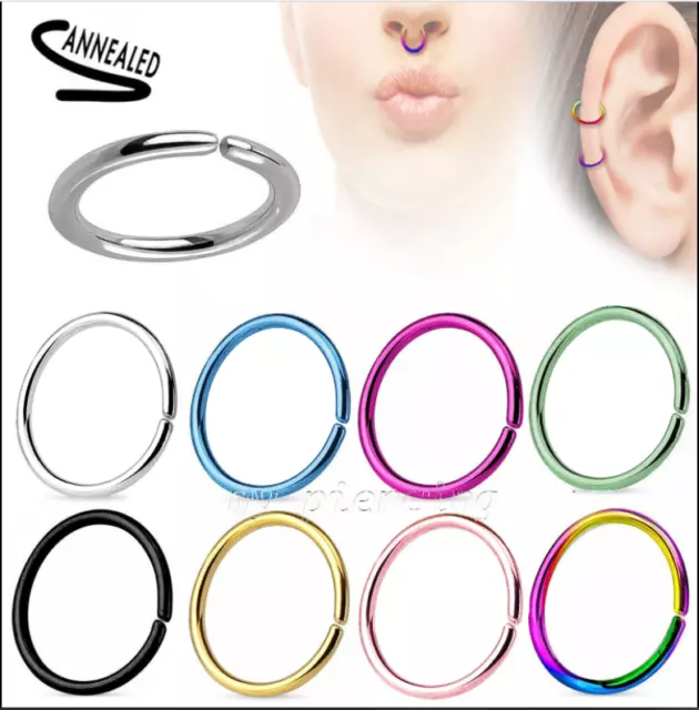 2pcs. Surgical Steel Seamless Hoop Nose Ring Earring Cartilage Labret Septum