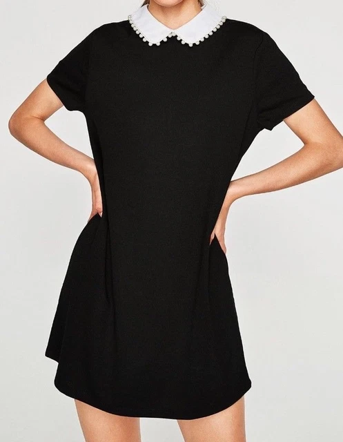 black dress with white collar zara Alexis Rib Dress main image 0