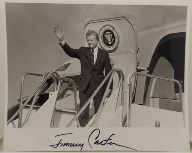 President Jimmy Carter Air Force One Signed 8x10 Vintage Photo Full Signature