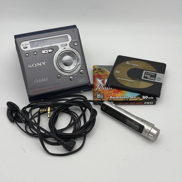 SONY RECORDING MD Walkman MZ-G750 + Sony RM-MZR55 remote - working