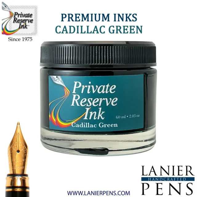 Private Reserve Ink, 60ml Fountain Pen Ink Bottle - Cadillac Green (PR17005)
