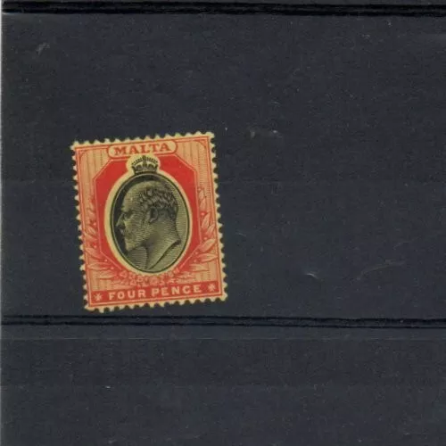 1911 Malta Edward VII 4 Pence Red & Black SG55 -LMM