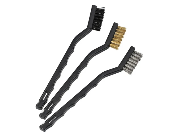 Set: spazzole officina, 175 mm, 3 pezzi, acciaio, ottone, plastica