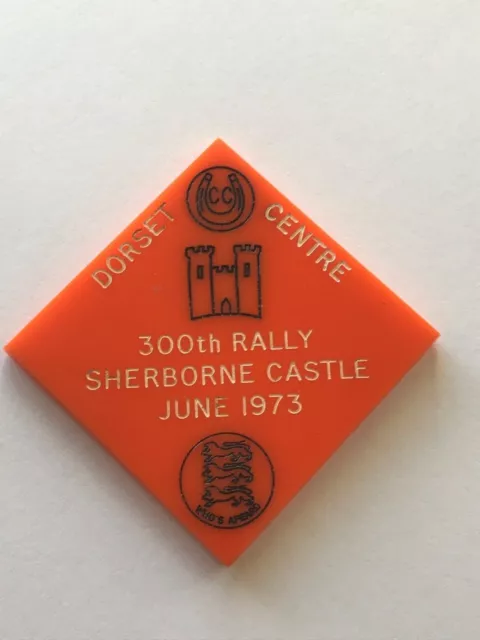 caravan plastic plaque. west dorset centre. 300th rally sherborne castle june 73