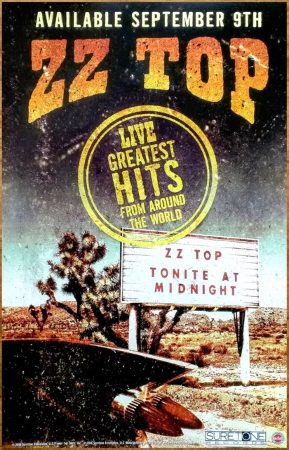 ZZ TOP Tonight At Midnight: Live Greatest Hits Ltd Ed New RARE Tour Poster! Raw