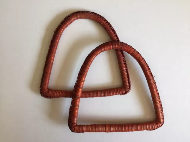 Pair of Bamboo Basket Hand Bag Handle - Braided D Shaped