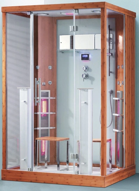XXL Lujo LED Ducha de Vapor + Sauna Infrarroja Combi 145x90 Sauna Infrarroja Cabina Térmica