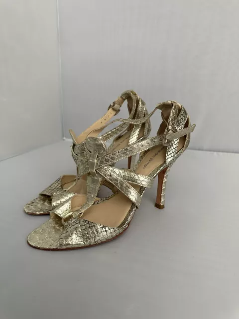 Alexandre Birman Snake leather Golden Sandals Shoes Sz 9