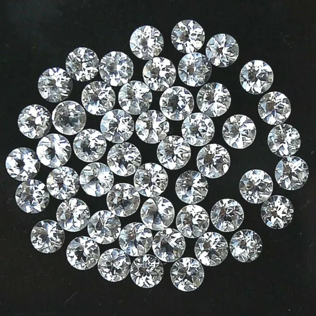 Wholesale Lot 2mm Round Faceted Natural White Topaz Loose Calibrated Gemstone