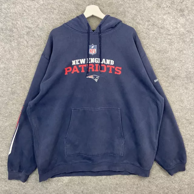 New England Patriots Hoodie Mens XXL Blue Reebok NFL Pullover Jumper Sweater Top