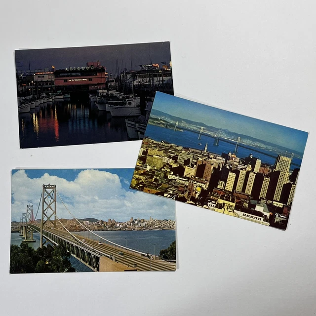 Vintage SAN FRANCISCO, CA Postcards Bay Bridge Fisherman's Wharf Unposted Lot 3