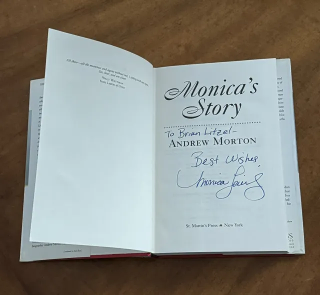 Monica Lewinsky Monica’s Story Authentic Signed Autograph Book Bill Clinton Rare