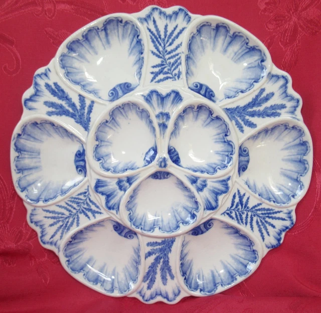 Gorgeous Antique French Bordeaux Vieillard Oyster Majolica / Faience Plate