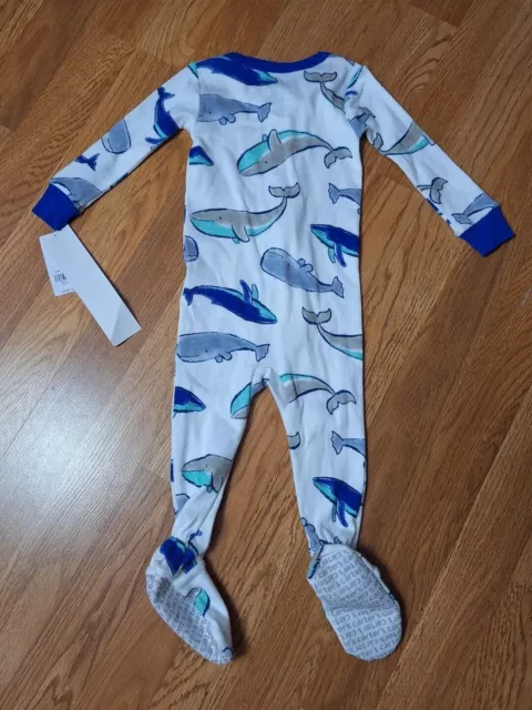 CARTERS  Baby Toddler Girls Whales Footed Pajamas PJs Size 12 months One Piece 2