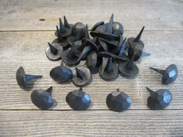 15 Decorative Nails Clavos Hand Forged Metal Tacks 1 1/8" Black Primitive Crafts