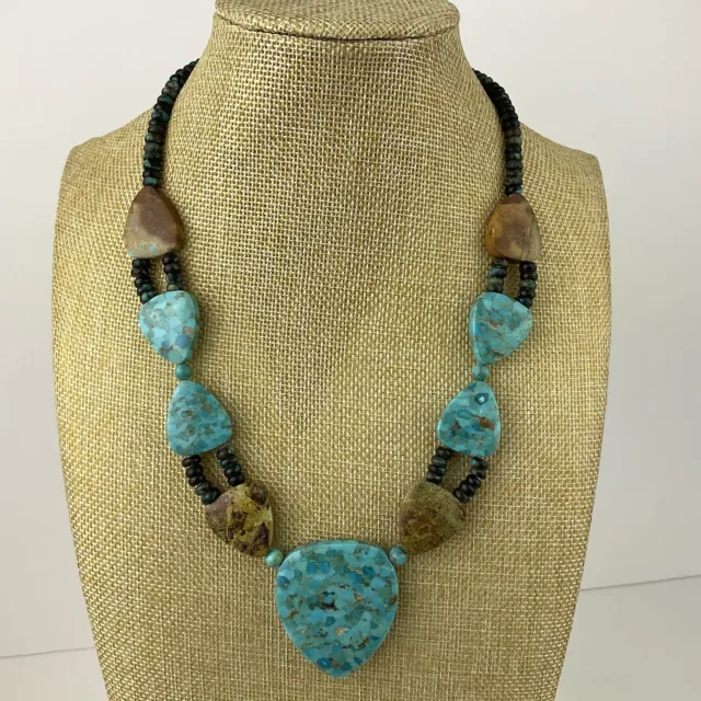 Desert Rose Trading Jay King Turquoise Necklace Sterling Silver Southwest Boho