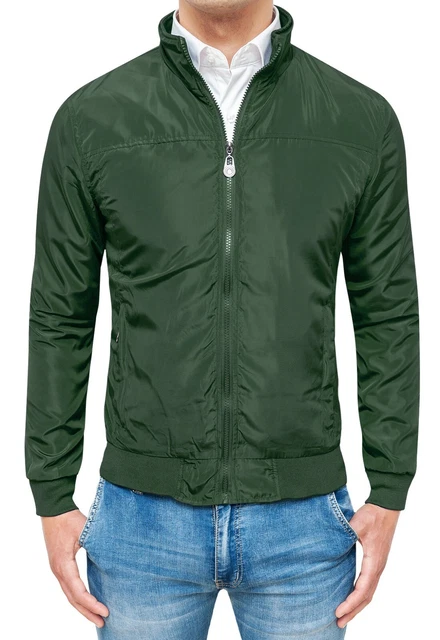 Giacca giubbotto uomo casual verde giubbino estivo trench parka impermeabile