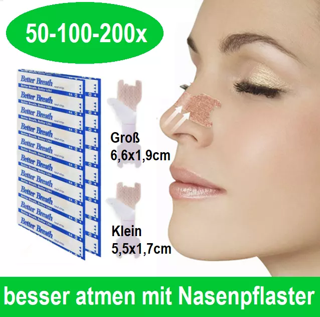 Nasenpflaster Better Breath 50-100-200x Nasenstrips Besser Atmen Anti Schnarchen