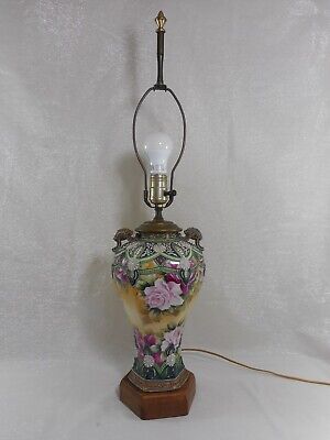 Nippon Moriage Amphora vase lamp, Japan late 19th century early 20th century
