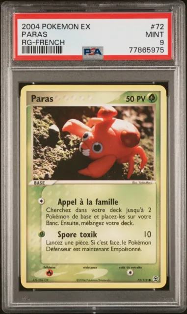 Carte Pokemon Paras 72/112 EX Rouge feu Vert Feuille PSA 9 🍃🍃