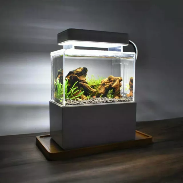Air Pump Betta Small LED Lamp Aquarium Water Filtration Desktop Mini Fish Tank！