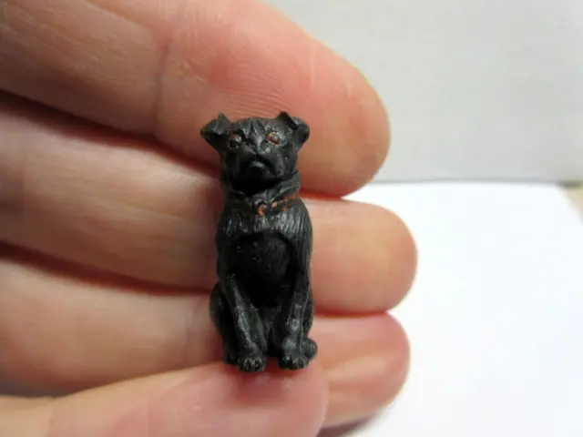 Antique Austrian, Vienna MINIATURE COLD PAINTED BRONZE BLACK PUG style  DOG