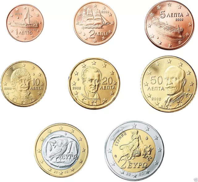manueduc   GRECIA 2008  Las 8  Monedas  Nuevas con 2 EUROS NORMAL NUEVAS