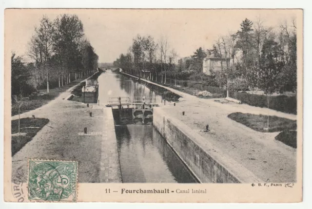 FOURCHAMBAULT - Nievre - CPA 58 - le canal lateral - Peniche Ecluse