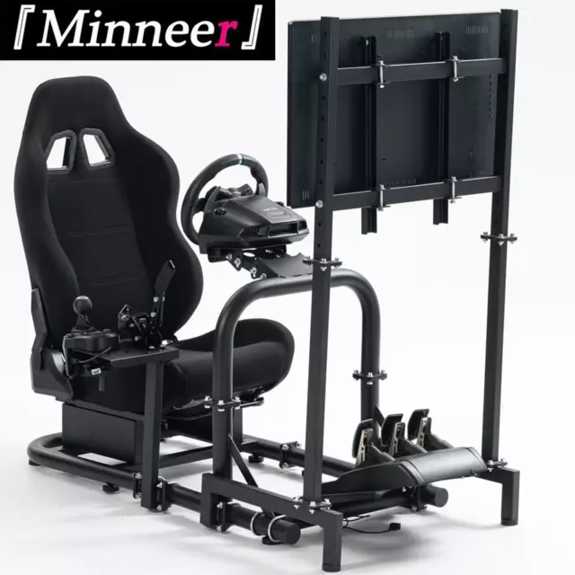 Minneer G920 Sim Racing Cockpit with Seat and TV Stand Fit Logitech Thrustmaster