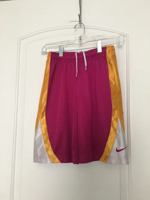 Nike Youth Kids Athletic Mesh Shorts Gym Basketball Pink Orange White Size M