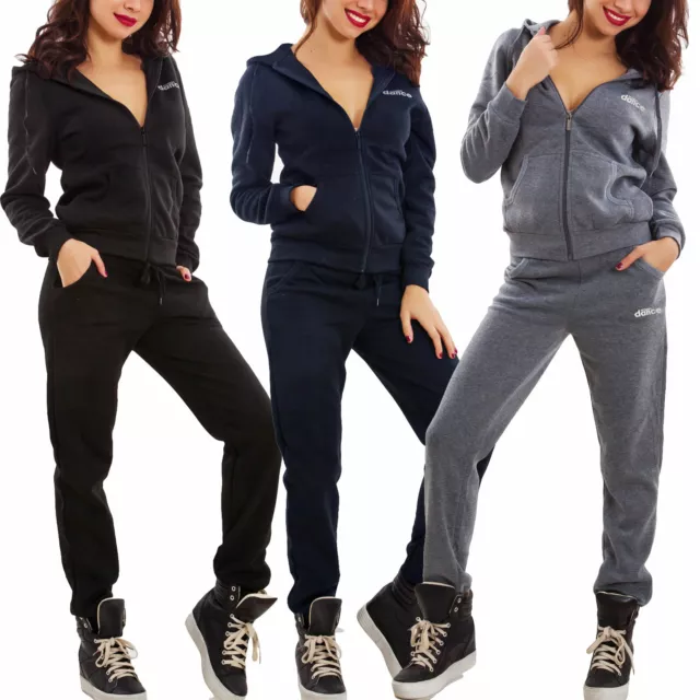 Tuta donna completo pantaloni felpa cappuccio scritte sport zip nuova ME-3