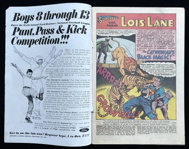 Superman’s Girlfriend Lois Lane #70 (1966) 1st S.A. App Catwoman G+ (2.5) Cond 3