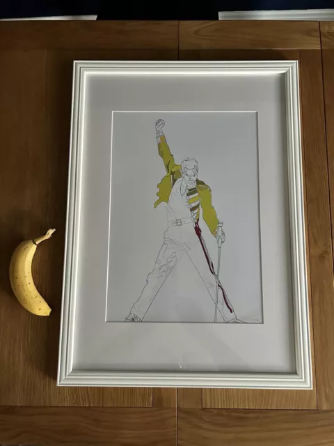 QUEEN Freddie Mercury Unique Pop Graphic A3 FRAMED AND MOUNTED PRINT WHITE