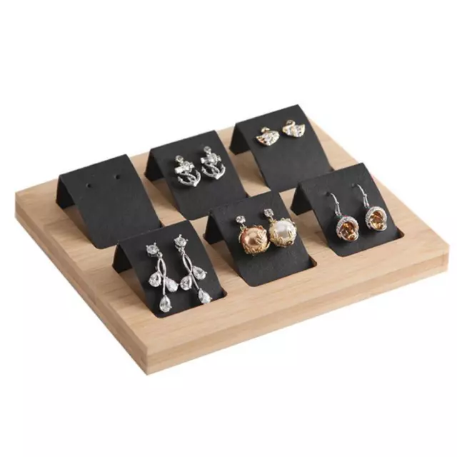 1/2/3 Wood Earring Card Holder with Tray for Jewelry Display Stylish and 3