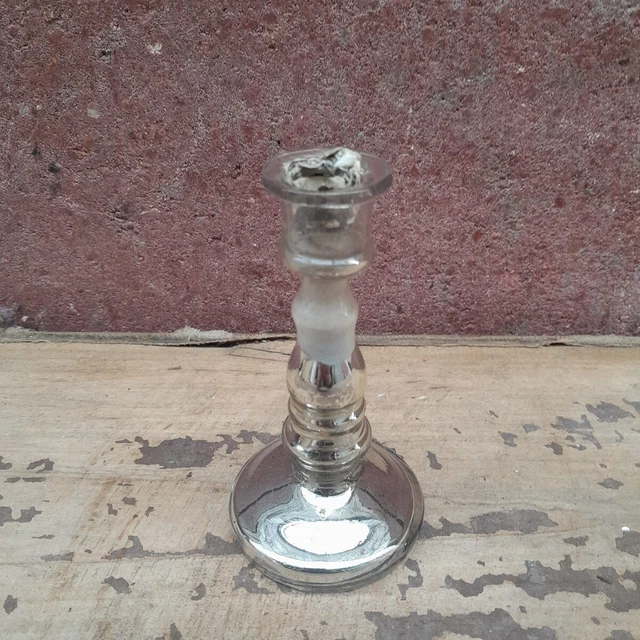 ANCIEN BOUGEOIR LAITON Napoléon III coupelle cristal boheme chasse cerf EUR 32,00 - FR