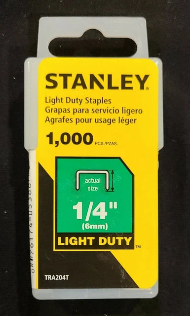 ( (3 packs) )Stanley Light Duty Staples 1,000 Pcs. Brand new 1/4" 6mm