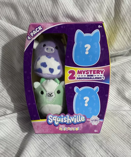 Squishmallow Squishville 2” Pastel Squad 4 Pack Includes Bubba Cow NEW IN BOX