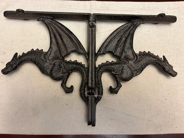 Winged Dragon Cast Iron Shelf Bracket Pair