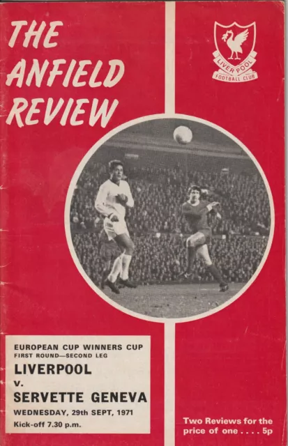 1971/72 Liverpool V Servette Geneva  Ecwc 1St Rd