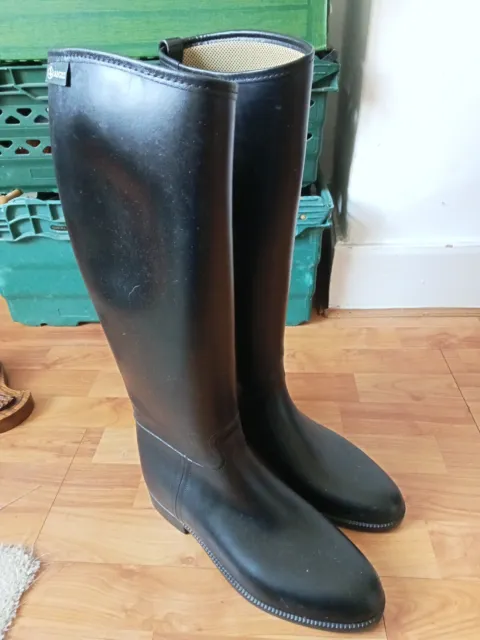 AIGLE COUPE SAUMUR Black Rubber Riding Boots Size 42 (UK 8) Calf S £10. ...