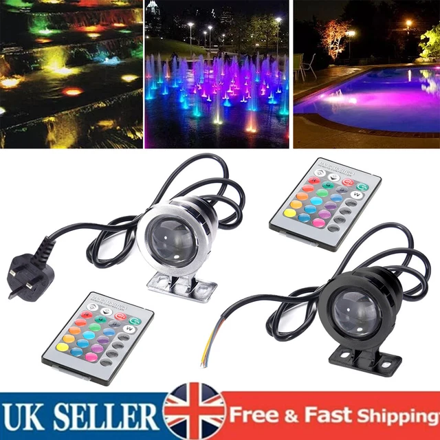 LED UNDERWATER SPOTLIGHT RGB Spot Light Garden Pool Pond Submersible ...